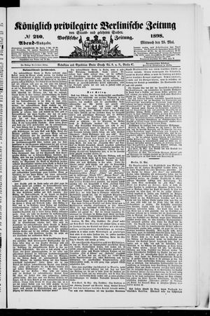 Königlich privilegirte Berlinische Zeitung von Staats- und gelehrten Sachen on May 25, 1898