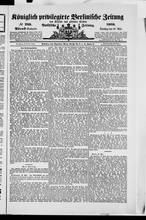 Königlich privilegirte Berlinische Zeitung von Staats- und gelehrten Sachen vom 31.05.1898