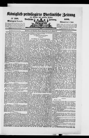 Königlich privilegirte Berlinische Zeitung von Staats- und gelehrten Sachen vom 01.06.1898