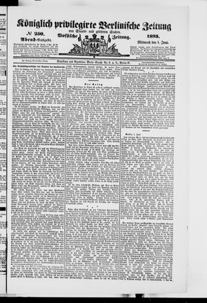 Königlich privilegirte Berlinische Zeitung von Staats- und gelehrten Sachen vom 01.06.1898