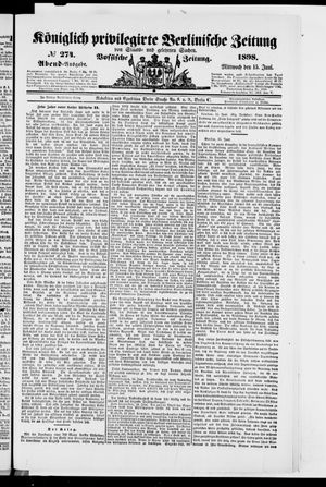 Königlich privilegirte Berlinische Zeitung von Staats- und gelehrten Sachen vom 15.06.1898