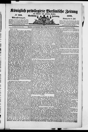 Königlich privilegirte Berlinische Zeitung von Staats- und gelehrten Sachen vom 11.07.1898