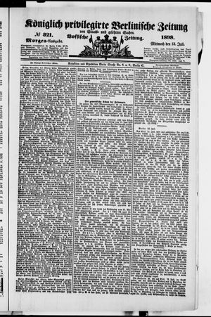 Königlich privilegirte Berlinische Zeitung von Staats- und gelehrten Sachen on Jul 13, 1898