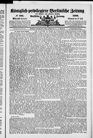 Königlich privilegirte Berlinische Zeitung von Staats- und gelehrten Sachen vom 27.07.1898