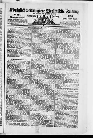 Königlich privilegirte Berlinische Zeitung von Staats- und gelehrten Sachen on Aug 19, 1898