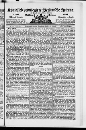 Königlich privilegirte Berlinische Zeitung von Staats- und gelehrten Sachen on Aug 24, 1898