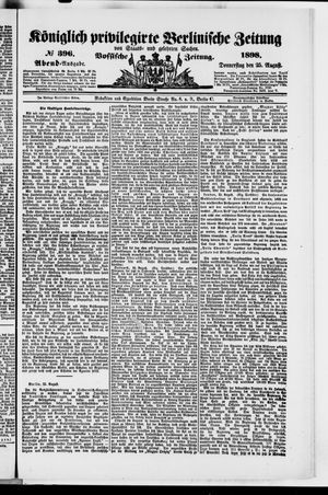 Königlich privilegirte Berlinische Zeitung von Staats- und gelehrten Sachen on Aug 25, 1898