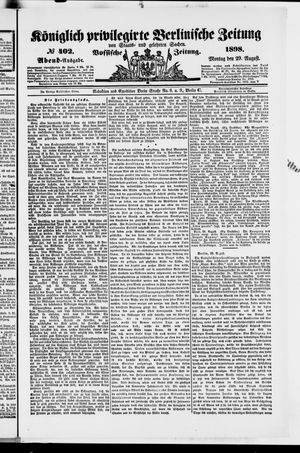 Königlich privilegirte Berlinische Zeitung von Staats- und gelehrten Sachen vom 29.08.1898