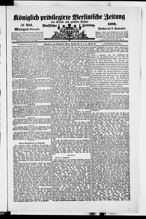 Königlich privilegirte Berlinische Zeitung von Staats- und gelehrten Sachen vom 06.09.1898