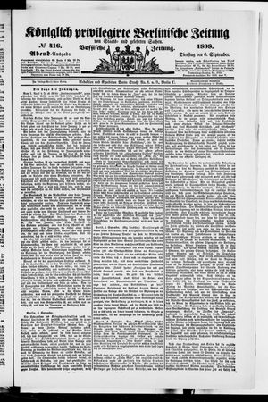 Königlich privilegirte Berlinische Zeitung von Staats- und gelehrten Sachen on Sep 6, 1898
