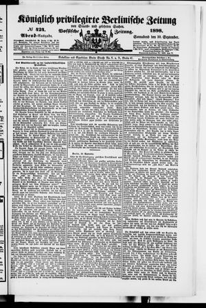 Königlich privilegirte Berlinische Zeitung von Staats- und gelehrten Sachen vom 10.09.1898