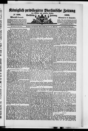 Königlich privilegirte Berlinische Zeitung von Staats- und gelehrten Sachen on Sep 14, 1898