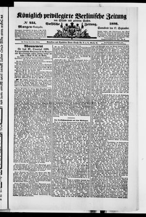 Königlich privilegirte Berlinische Zeitung von Staats- und gelehrten Sachen on Sep 17, 1898