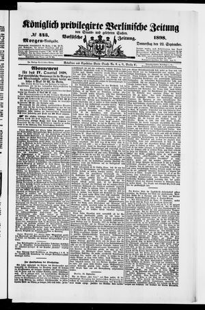 Königlich privilegirte Berlinische Zeitung von Staats- und gelehrten Sachen vom 22.09.1898