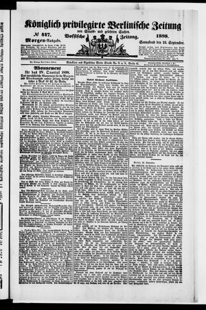 Königlich privilegirte Berlinische Zeitung von Staats- und gelehrten Sachen vom 24.09.1898