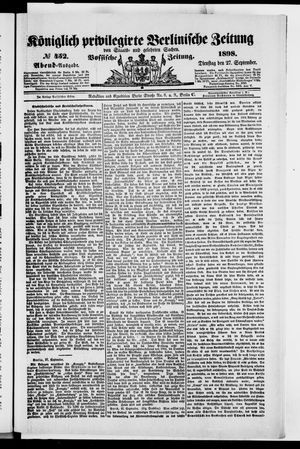 Königlich privilegirte Berlinische Zeitung von Staats- und gelehrten Sachen on Sep 27, 1898
