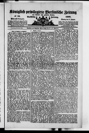 Königlich privilegirte Berlinische Zeitung von Staats- und gelehrten Sachen vom 09.01.1899