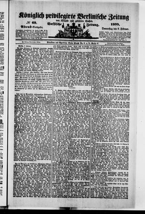 Königlich privilegirte Berlinische Zeitung von Staats- und gelehrten Sachen on Feb 9, 1899