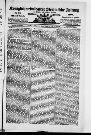 Königlich privilegirte Berlinische Zeitung von Staats- und gelehrten Sachen vom 11.02.1899