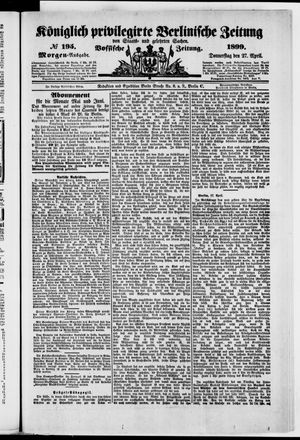 Königlich privilegirte Berlinische Zeitung von Staats- und gelehrten Sachen on Apr 27, 1899