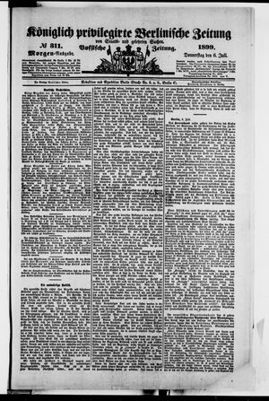 Königlich privilegirte Berlinische Zeitung von Staats- und gelehrten Sachen vom 06.07.1899