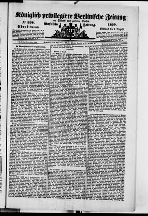 Königlich privilegirte Berlinische Zeitung von Staats- und gelehrten Sachen vom 02.08.1899