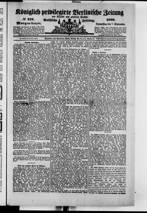 Königlich privilegirte Berlinische Zeitung von Staats- und gelehrten Sachen vom 07.09.1899