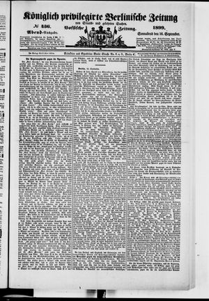 Königlich privilegirte Berlinische Zeitung von Staats- und gelehrten Sachen vom 16.09.1899