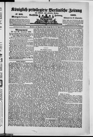 Königlich privilegirte Berlinische Zeitung von Staats- und gelehrten Sachen vom 27.09.1899
