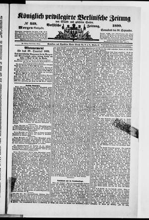 Königlich privilegirte Berlinische Zeitung von Staats- und gelehrten Sachen vom 30.09.1899