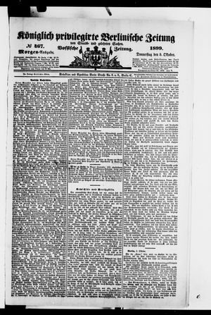 Königlich privilegirte Berlinische Zeitung von Staats- und gelehrten Sachen vom 05.10.1899