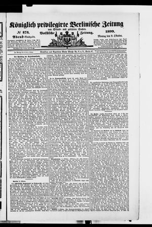 Königlich privilegirte Berlinische Zeitung von Staats- und gelehrten Sachen vom 09.10.1899