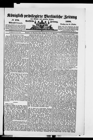 Königlich privilegirte Berlinische Zeitung von Staats- und gelehrten Sachen vom 10.10.1899