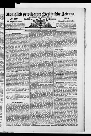 Königlich privilegirte Berlinische Zeitung von Staats- und gelehrten Sachen vom 18.10.1899