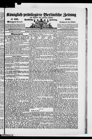 Königlich privilegirte Berlinische Zeitung von Staats- und gelehrten Sachen vom 24.10.1899