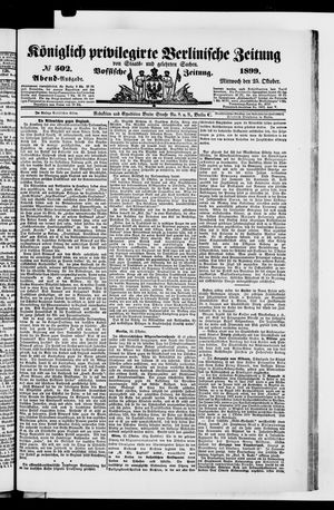 Königlich privilegirte Berlinische Zeitung von Staats- und gelehrten Sachen vom 25.10.1899