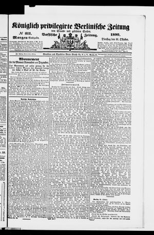 Königlich privilegirte Berlinische Zeitung von Staats- und gelehrten Sachen on Oct 31, 1899