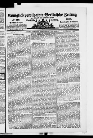 Königlich privilegirte Berlinische Zeitung von Staats- und gelehrten Sachen vom 02.11.1899