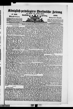 Königlich privilegirte Berlinische Zeitung von Staats- und gelehrten Sachen vom 06.11.1899