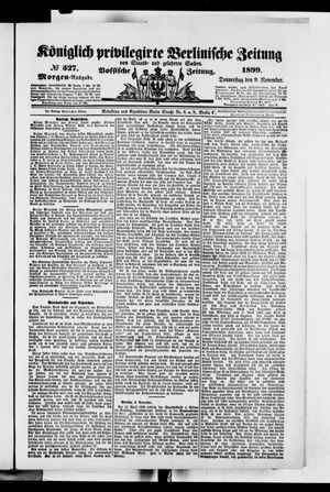 Königlich privilegirte Berlinische Zeitung von Staats- und gelehrten Sachen vom 09.11.1899