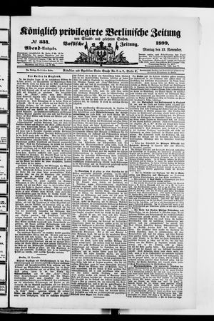 Königlich privilegirte Berlinische Zeitung von Staats- und gelehrten Sachen vom 13.11.1899