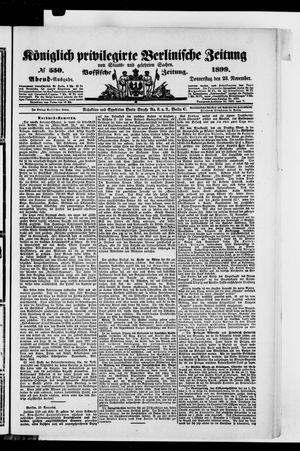 Königlich privilegirte Berlinische Zeitung von Staats- und gelehrten Sachen vom 23.11.1899