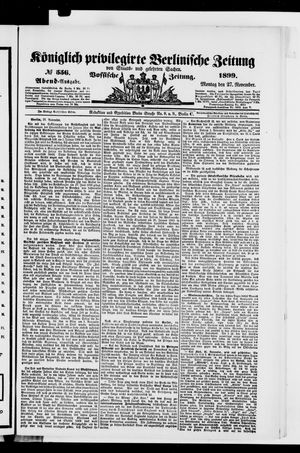 Königlich privilegirte Berlinische Zeitung von Staats- und gelehrten Sachen vom 27.11.1899