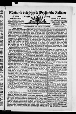 Königlich privilegirte Berlinische Zeitung von Staats- und gelehrten Sachen vom 29.11.1899
