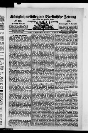 Königlich privilegirte Berlinische Zeitung von Staats- und gelehrten Sachen vom 30.11.1899