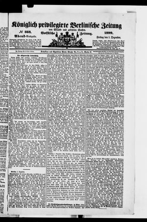 Königlich privilegirte Berlinische Zeitung von Staats- und gelehrten Sachen vom 01.12.1899