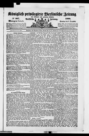 Königlich privilegirte Berlinische Zeitung von Staats- und gelehrten Sachen vom 03.12.1899