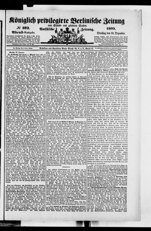 Königlich privilegirte Berlinische Zeitung von Staats- und gelehrten Sachen vom 12.12.1899