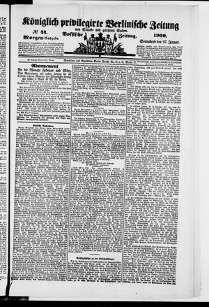 Königlich privilegirte Berlinische Zeitung von Staats- und gelehrten Sachen vom 27.01.1900