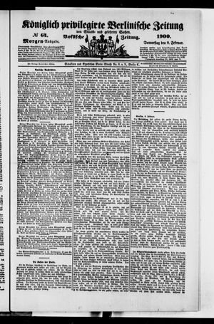 Königlich privilegirte Berlinische Zeitung von Staats- und gelehrten Sachen on Feb 8, 1900